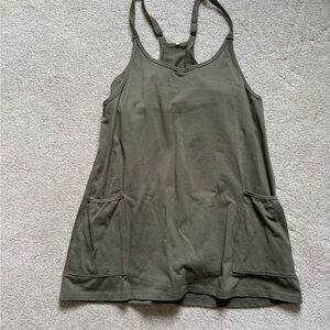 Women’s Olive Green Tank Top Dress with Pockets
